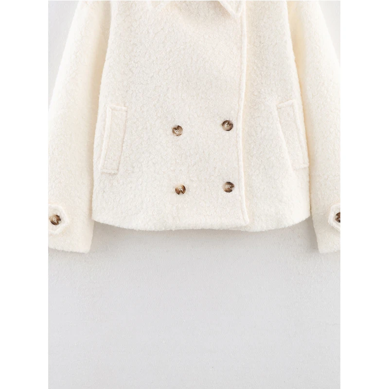 الخريف الشتاء سترة المرأة مزدوجة الصدر معطف قصير 2025 موضة جديدة شارع العليا بسيطة سترات جديدة غير رسمية ملابس خارجية #4