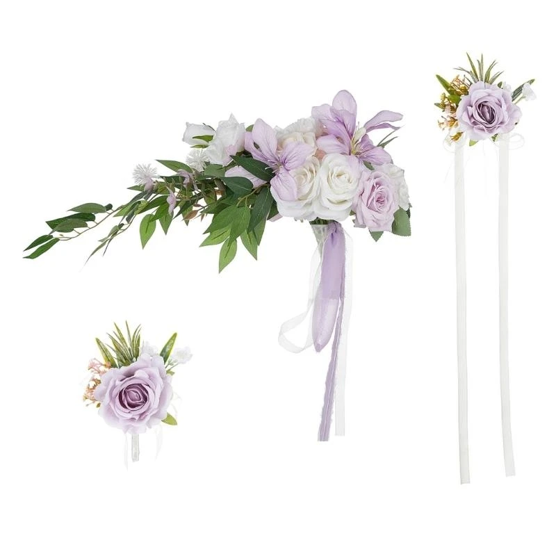 

Нежный букет цветов для рук невесты. Роскошный шелковый свадебный букет для рук. Корсажи для свадеб и помолвок 15UB.