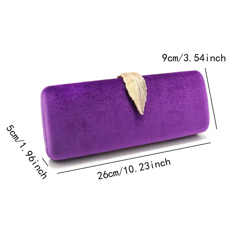 Elegant Ladies' Purple Evenin Clutch Luxury Emerald Serpentine Purse Vintage Leaf Buckle Velvet Wedding Party Dress Handbag view 6
