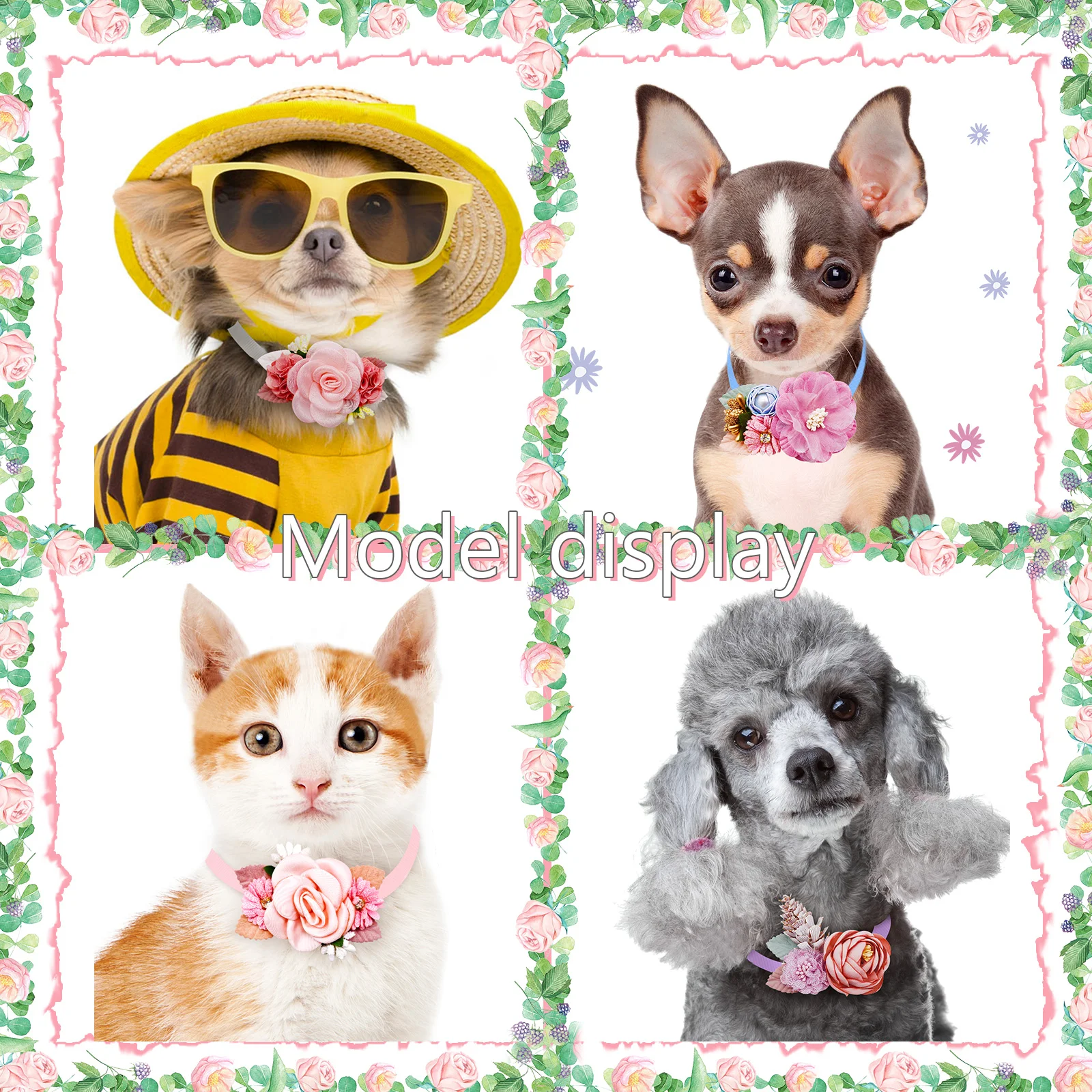 10/30/50PCS Flower Dog Collars Adjustable Dog Bowties Necklace Puppy Cat Bow Ties Bulk Flower Pet Ties For Dogs Pet Accessories