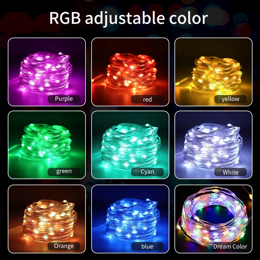 10 متر 5 متر RGBIC LED سلسلة WS2812B بلوتوث USB الموسيقى حلم اللون مصباح 5 فولت LED عيد الميلاد حفلة جارلاند الجنية سلسلة ضوء للمنزل #3