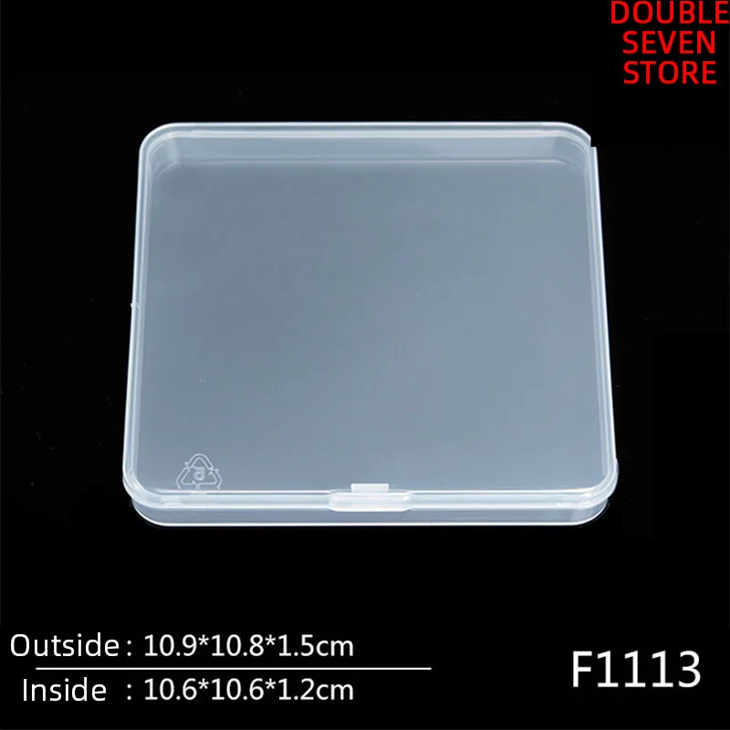 Inside 10.6*10.6*1.2cm PP Plastic Flat Square Electronic Storage box translucent box