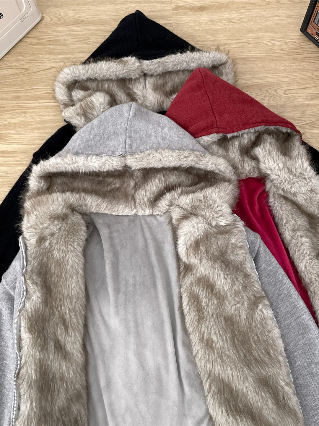 

Thiened Fce Cotton Jaet Hooded ex Winter Warm Coat with Fur Trim American Casual Sle Youth ular Outerwear