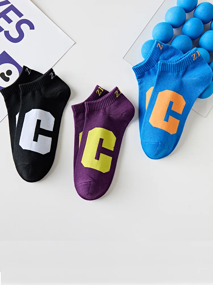 5 أزواج من الجوارب الرجالية حزمة الصيف امتصاص العرق تنفس الفم الضحلة المضادة للانزلاق الكاحل الجوارب الكورية C رسالة تنوعا الجوارب #4