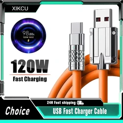 Liquid Silicone Cable Quick Charge 1M USB Cable USB C Charger Cable for Huawei Samsung Xiaomi 120W 6A Super Fast Charge Type C