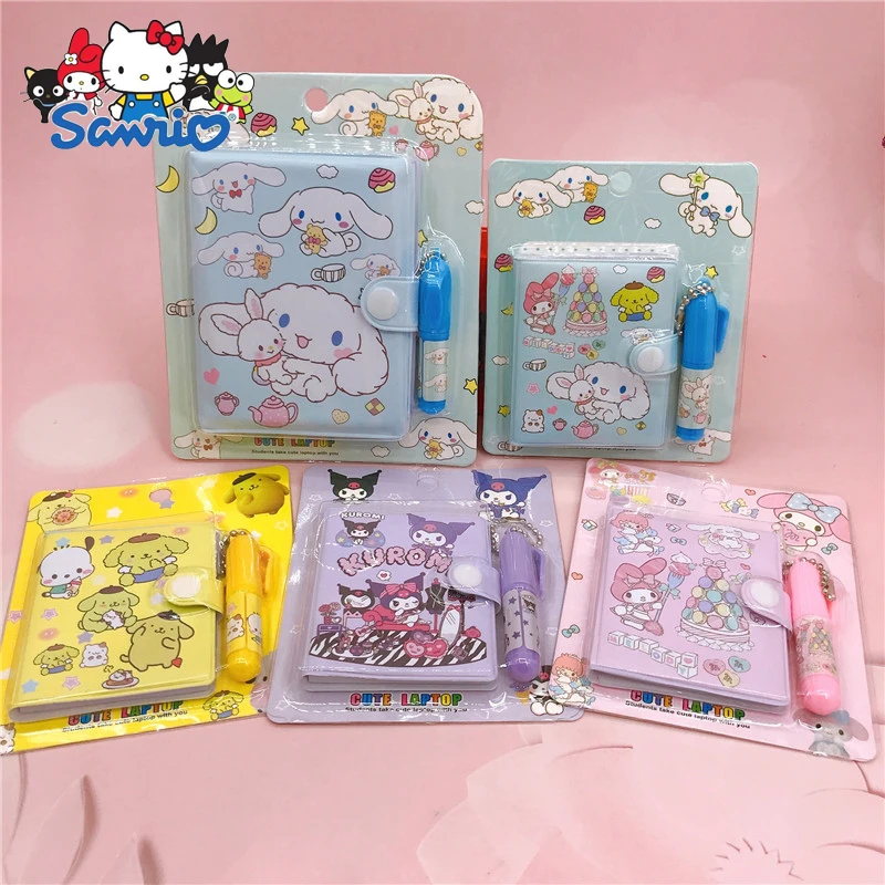 Sanrio Handbook Kuromi Cinnamoroll Melody Pompompurin Cartoon Cute Children Notebook And Ballpoint Pen Set Child Gift Wholesale