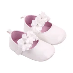 Baby Girls Cute Moccasinss Shoes Soft Sole Flower Decor PU Leather Flats Shoes First Walkers Non-Slip Summer Princess Shoes