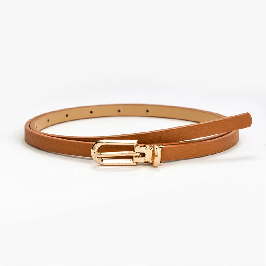 Women's Simple Solid Color PU Leather Thin Belt