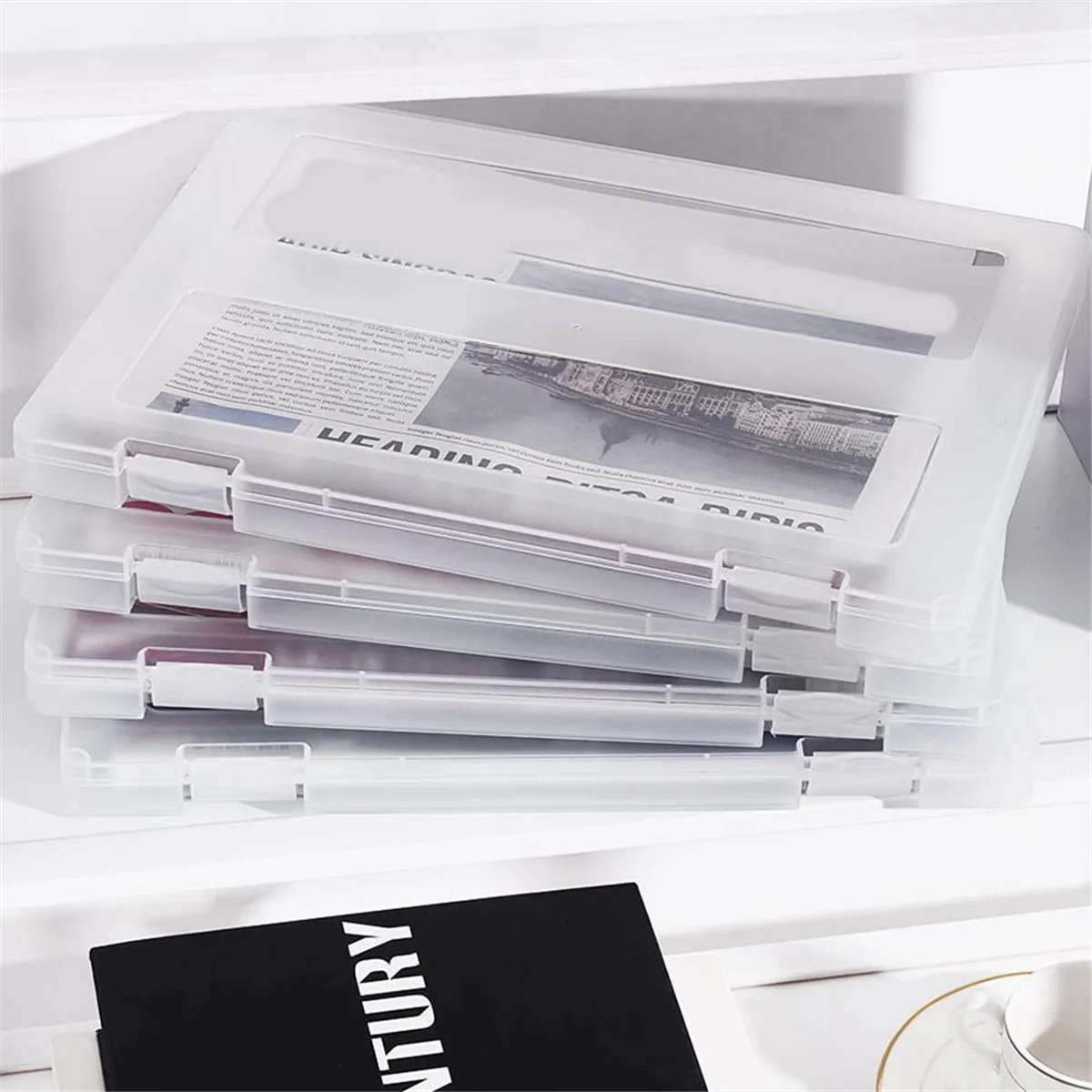 Populaire 4-pack A4-bestand draagbare projectkoffer, plastic opbergdoos