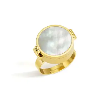 Dámský prsten z nerezové oceli s nastavitelnou velikostí pro balzám na rty a mušličkou 8 nejlepší prodej Yanns - №4