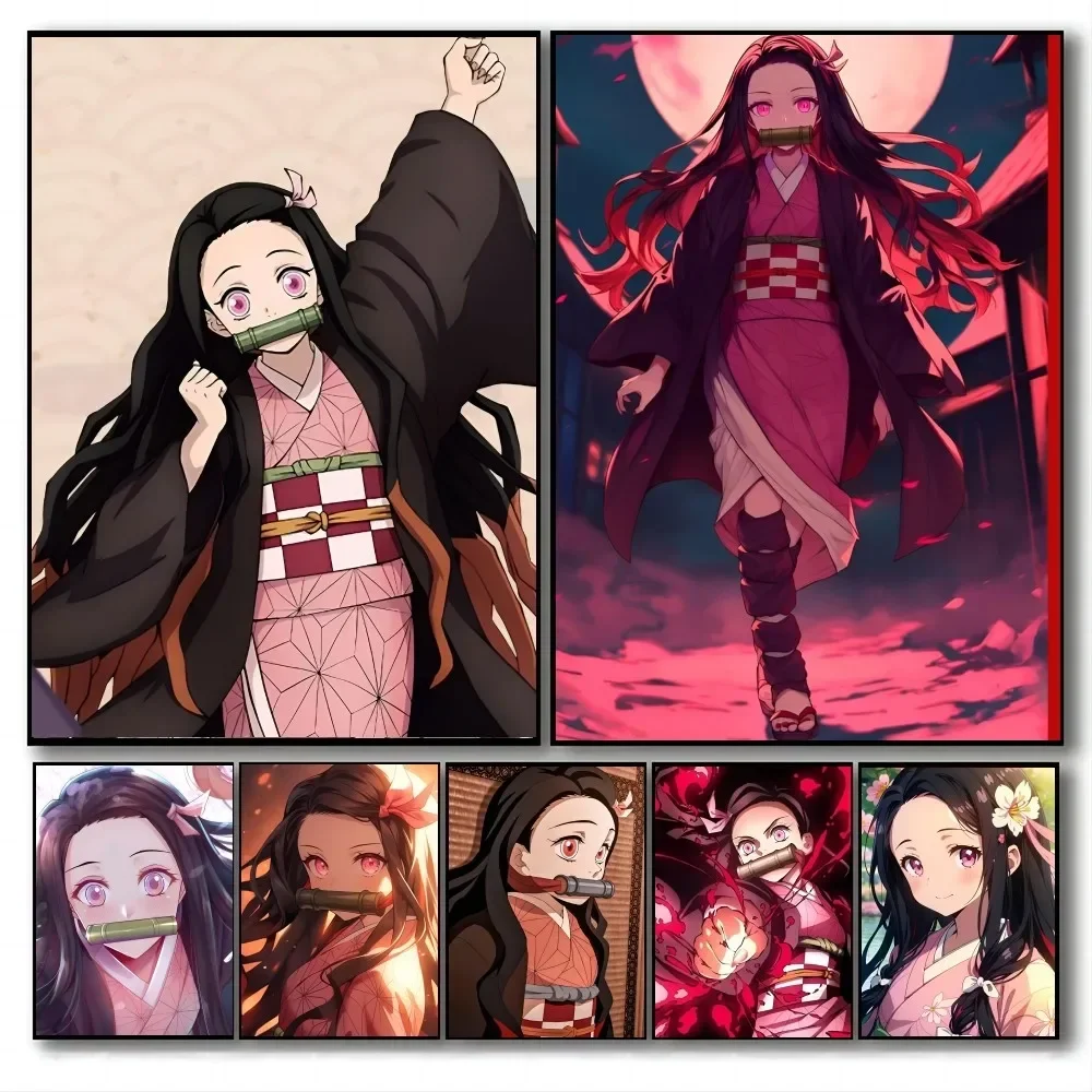 1PC anime Dämon Slayer Kimetsu Keine Yaiba Kamado Nezuko Poster Papier Druck Hause Wohnzimmer Schlafzimmer Eingang Bar Restaurant cafe