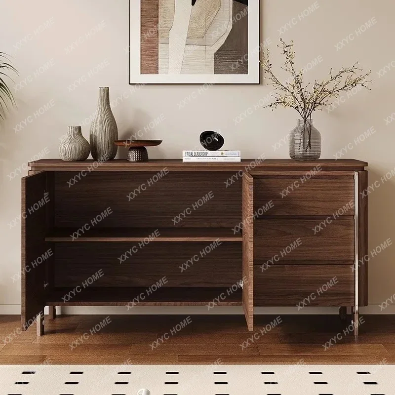 

All solid wood dining side cabinet, antique walnut partition cabinet, villa living room storage cabinet