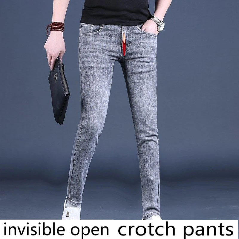 

Invisible Crotch Pants Man's Jeans Youth Slim Feet Casual Full Open Outdoor Dating Convenient Blusas Wide Leg Jeans