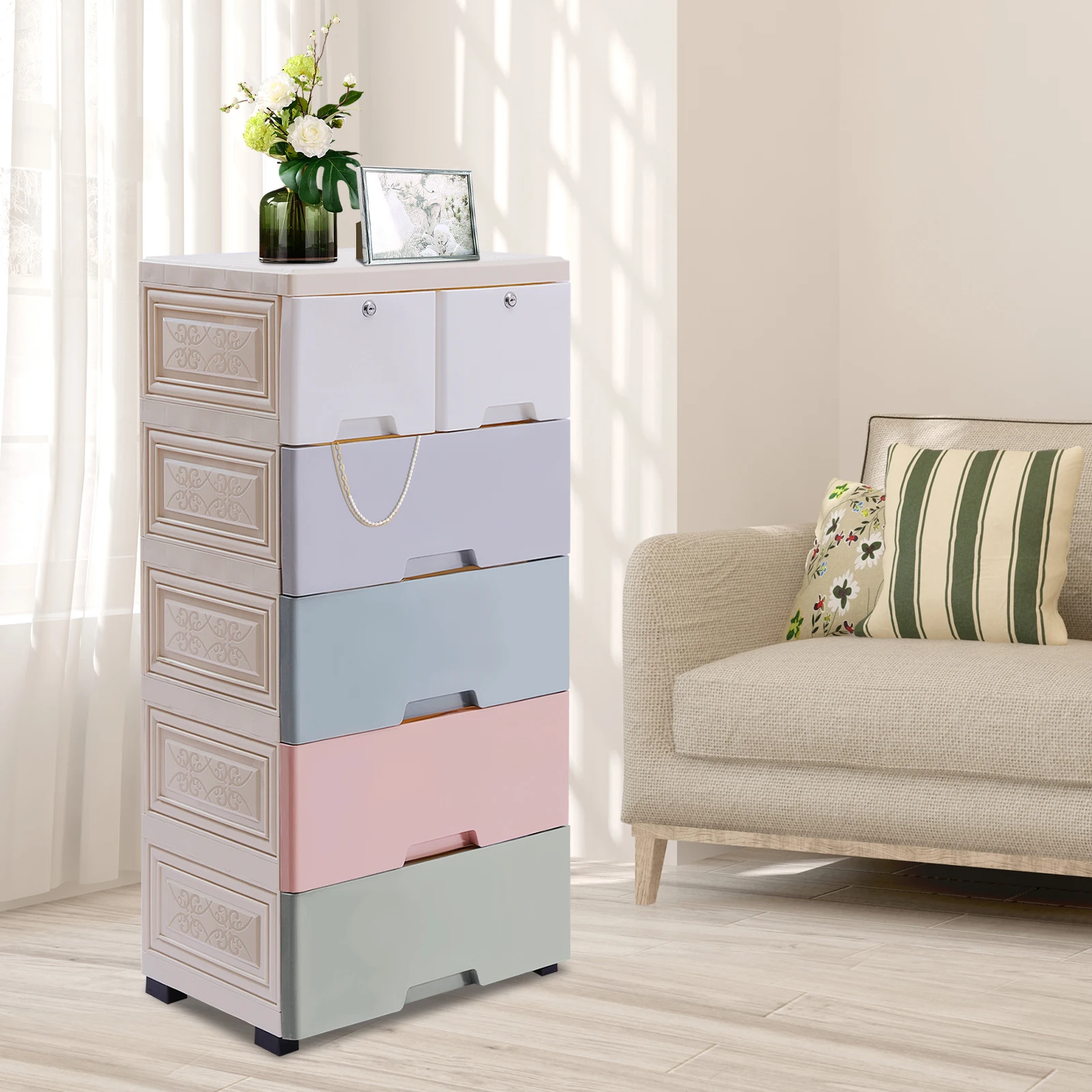 

Multi-Layer Assembled Baby Wardrobe Storage Cabinet Plastic Bedroom Furniture