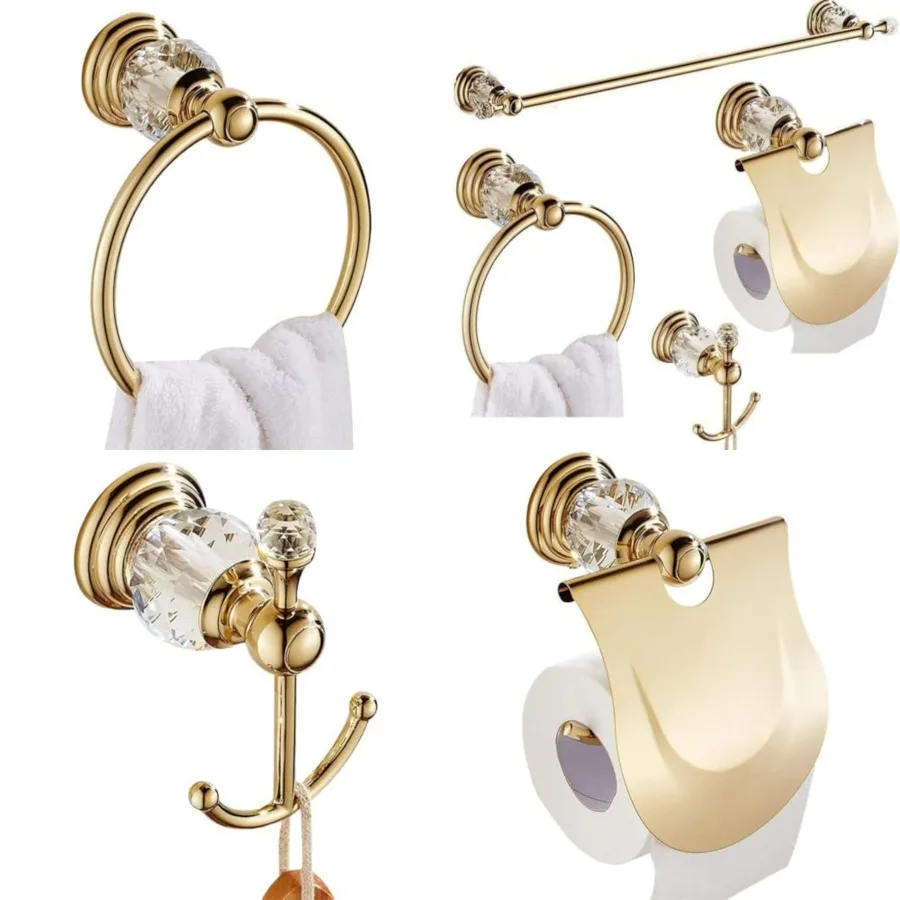 

Bathroom Accessories Hardware Set en Towel Bar Set Hand Towel Paper Holder Hook Towel Ring Racks Wall Mounted