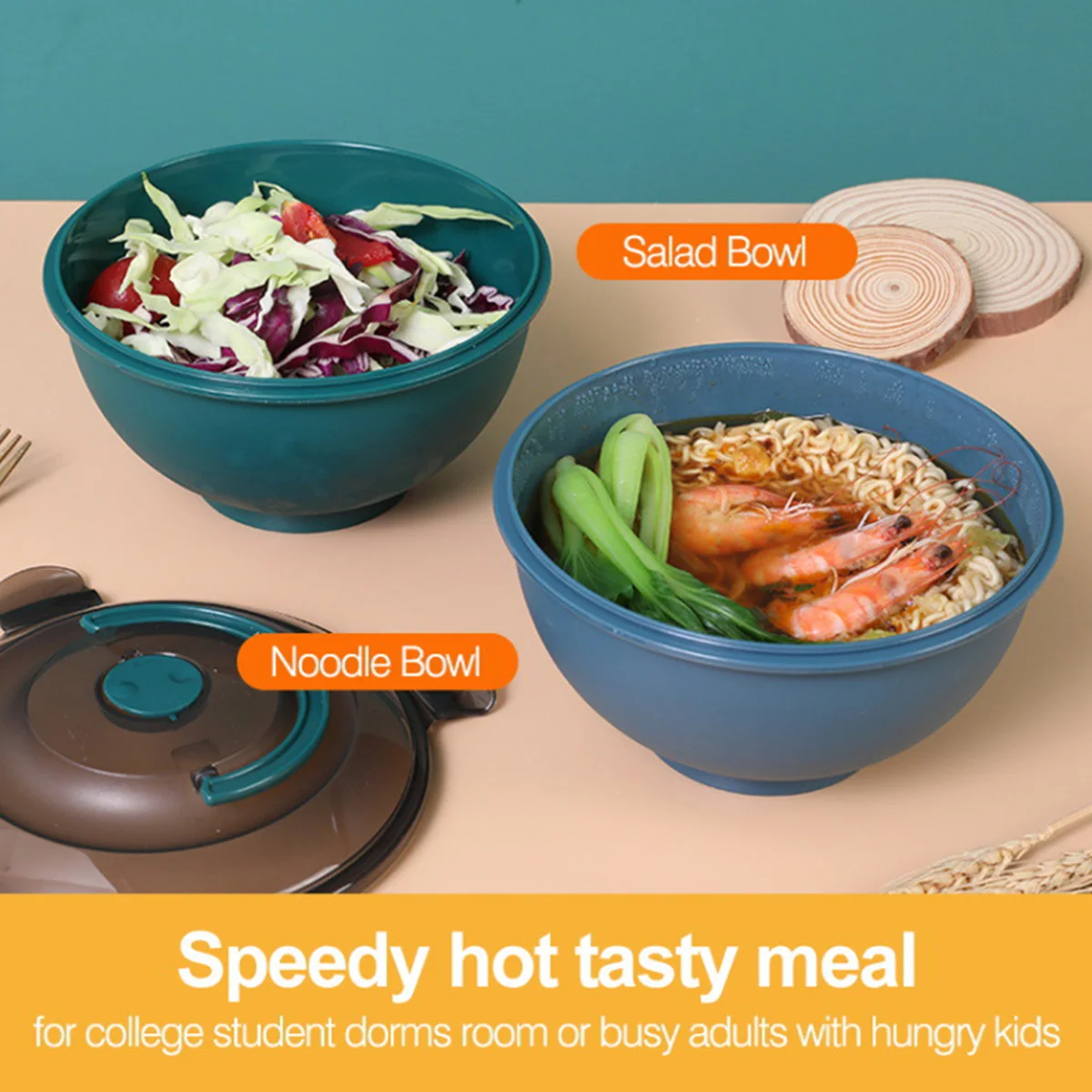 Portable Salad Noodle Soup Bowl Leak-Proof Lunch Box with Arched Handle & Vent Valve Microwave Safe Bowl For Home Office School view 5
