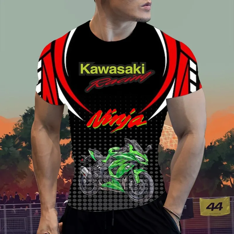 

MOTO-Summer Men's Round Neck Short Sleeve TShirt Kawasaki Simple and Casual Breathable Quick-Drying Comfortable Loose Sports Top