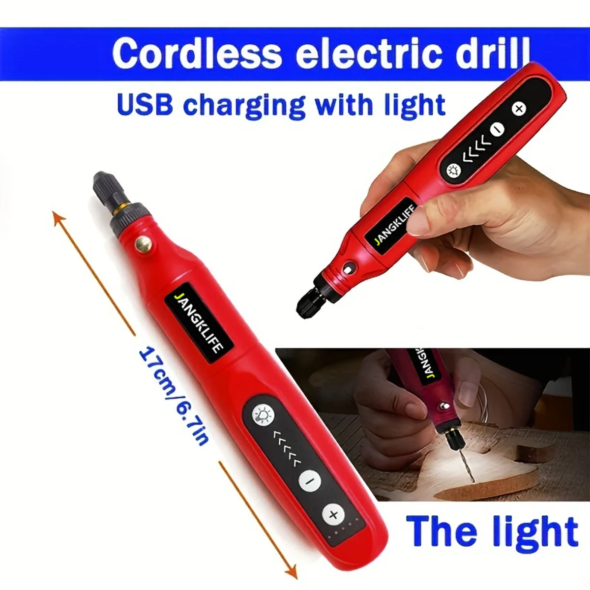 JANGKLIFE USB Cordless Rotary Tool Kit Woodworking Engraving Pen DIY For Jewelry Metal Glass Mini Wireless Drill