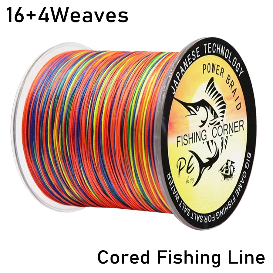 16 Strands Cored PE Braided Fishing Line 16X+4X 100M 300M  Japan Multicolor Multifilament Extreme Sink Wire 70LB-280LB