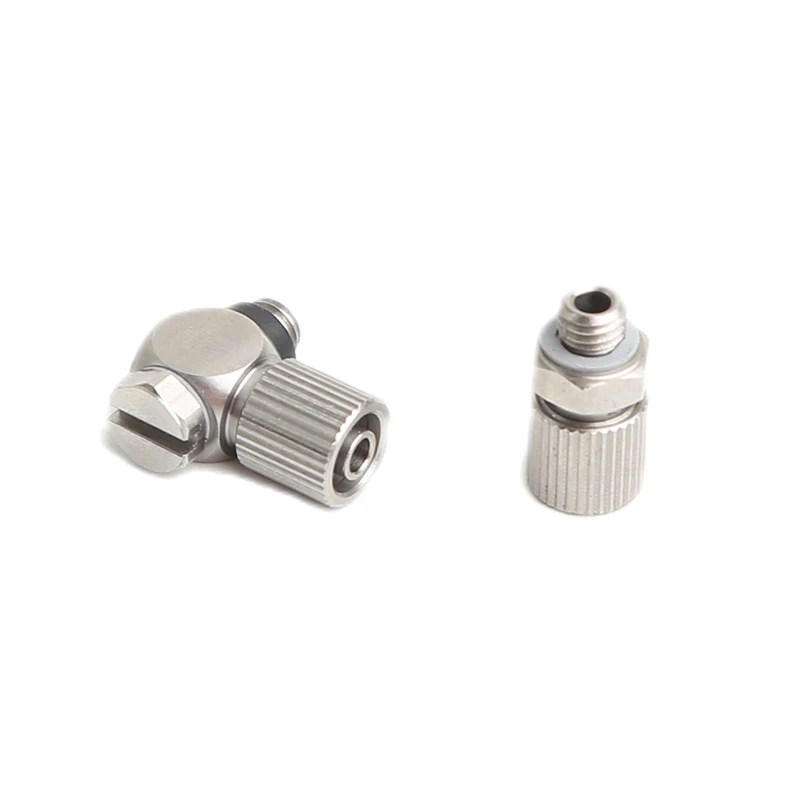 2Pcs 304 stainless steel fittings micro connector Mini M5 thread 4mm PU tube straight  Elbow bend M5-4 air cylinder connector