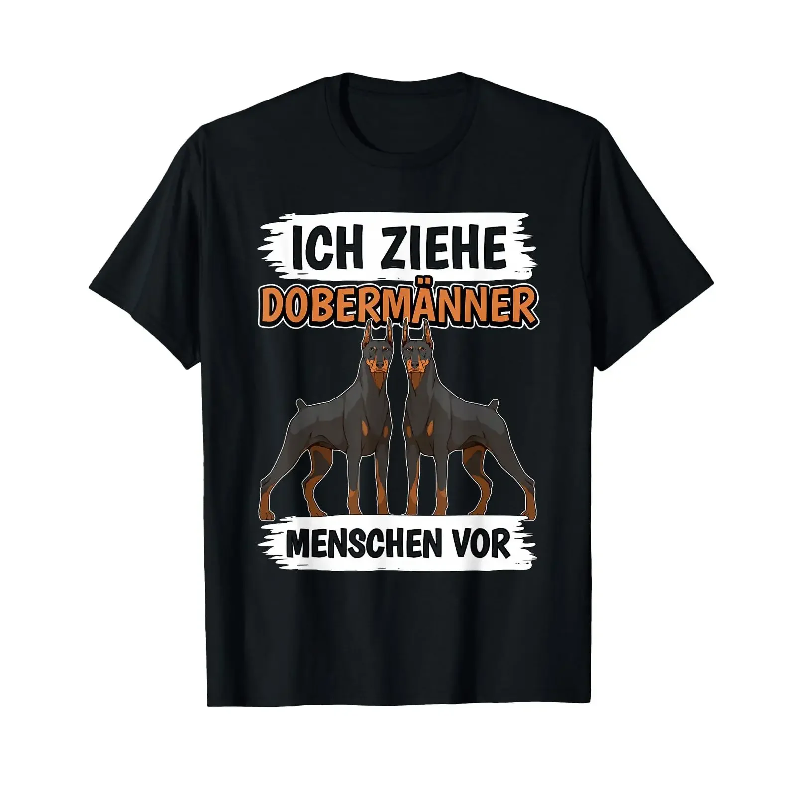 T Shirt with German Text quot Ich ziehe Dobermännner Menschen vor Hund Dobermann Language vintage Washed Unisex
