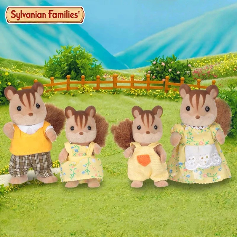 Sylvanian Familles Filles Enfants Jouets Calico Critters Miniature Anime Poupée Jouets Pour Enfants Cadeau D'anniversaire Noix Écureuil Famille