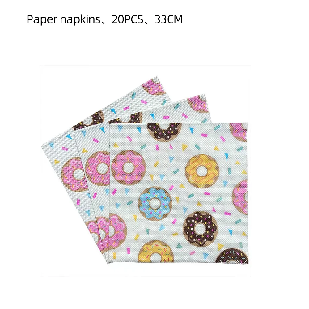 Donut Theme party supplies Tableware Disposable plates Paper towels Paper cup tablecloth set tableware Party decoration Supplies