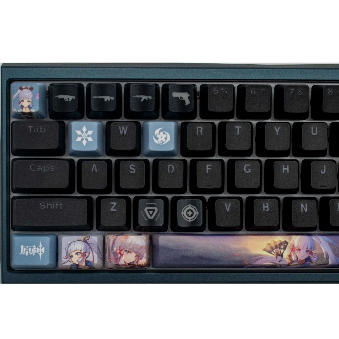 Genshin Impact keycaps Kamisato Ayaka keycaps 10 key mini set OEM height PBT heat sublimation keycap