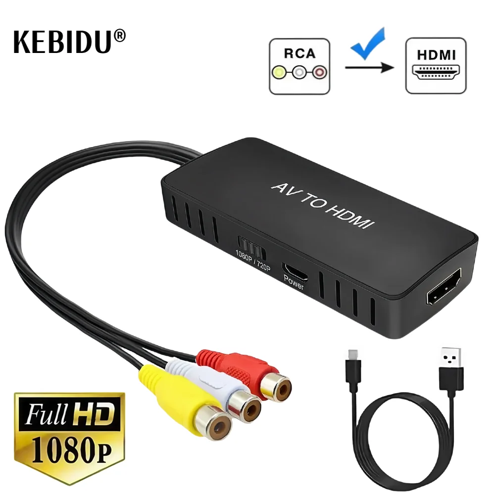 

HDMI To AV Converter HDMI To AV 3RCA CVBs Composite Video Audio Converter Adapter Supports PAL/NTSC for TV Stick Android TV Box