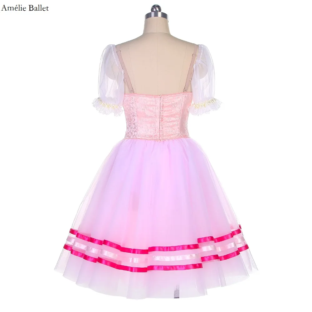 B22101 Customized Pink Short Sleeves Professional Romantic Long Ballet Tutu For Adult Girls Stage Costumes Performance Dancewear