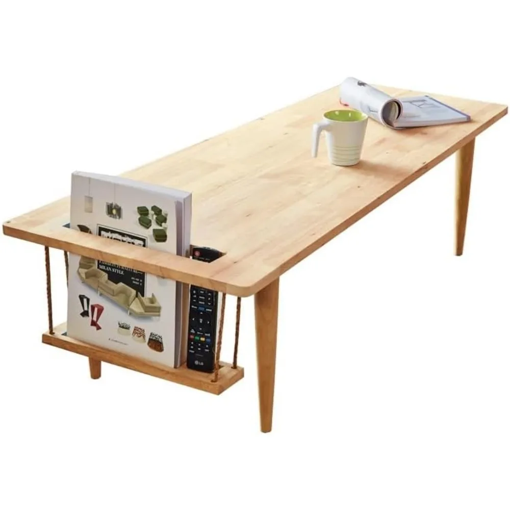 

Деревянный журнальный столик Mid Century Mini Swing с местом для хранения для гостиной или офиса, 47 дюймов, натуральный цвет