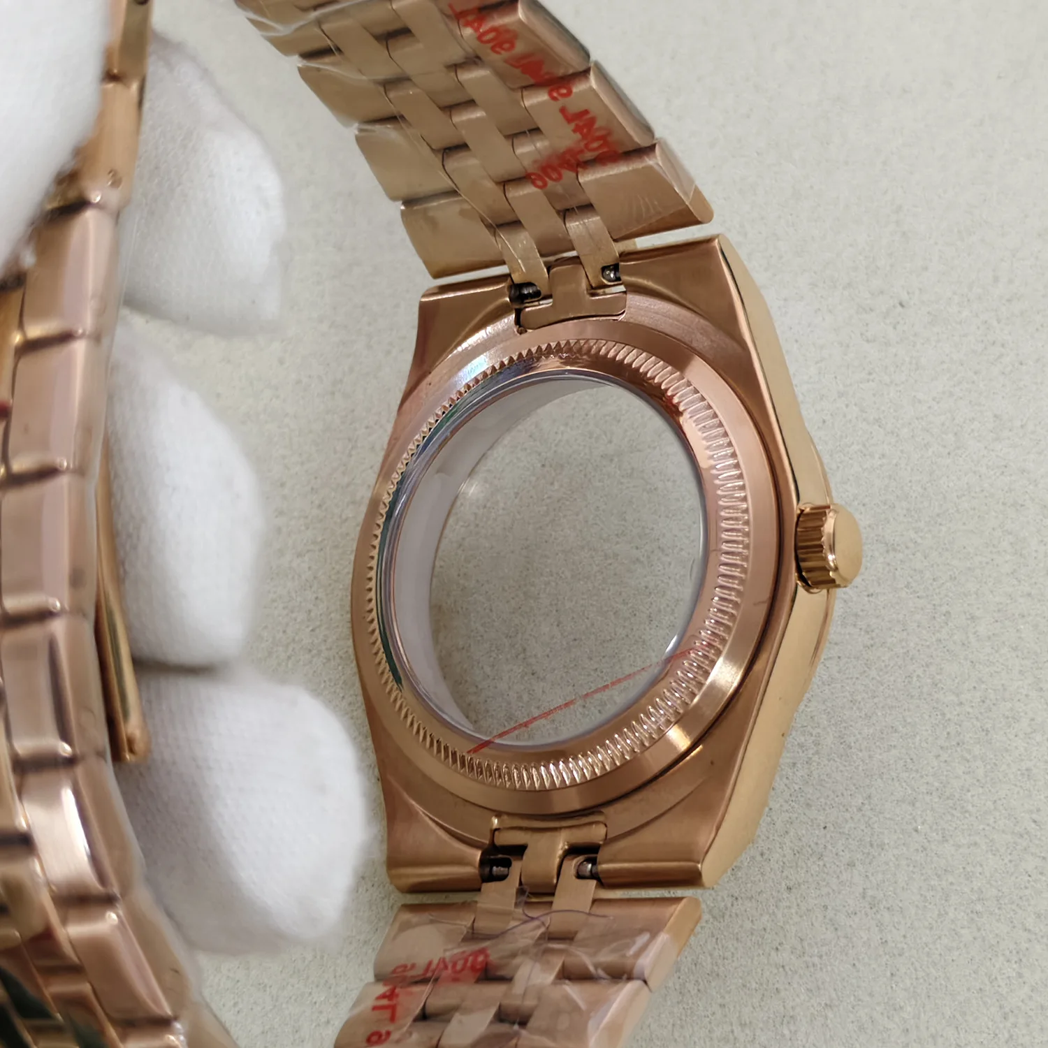 39.5mm Stone Bezel NH35 Watch Case Sapphire Crystal Magnifier Transparent Back Fit NH35 NH36 Movement Watch Mod Parts