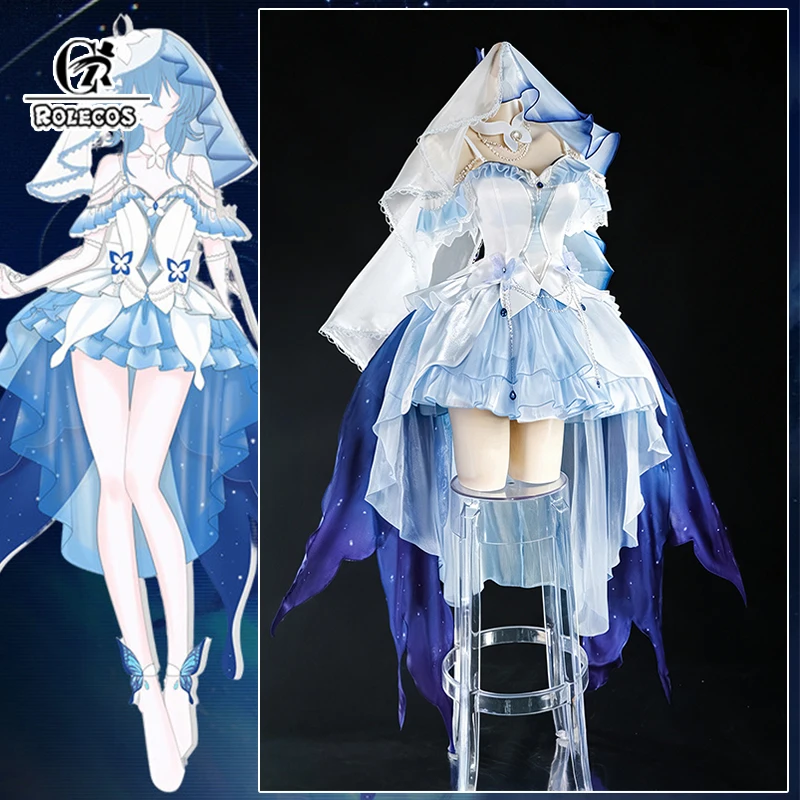 

ROLECOS Game Wuthering Waves The Shorekeeper Cosplay Costume Dreamtide Fanart Women Elegant Wedding Dress Halloween Party Outfit