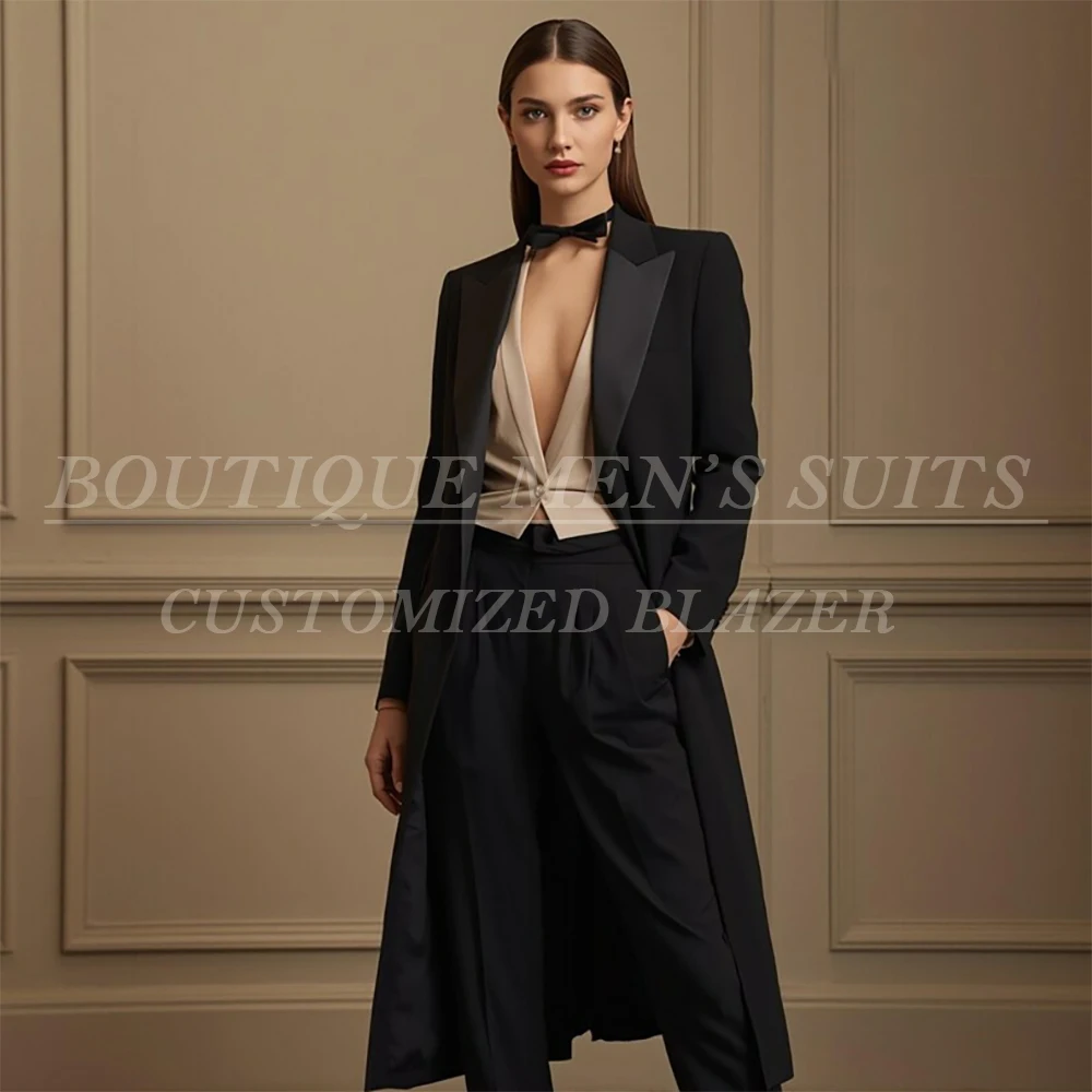 高級女性のスーツエレガントな 3 ピースジャケットパンツベスト高品質衣装ロングブレザー Customzied 女性服コスチューム