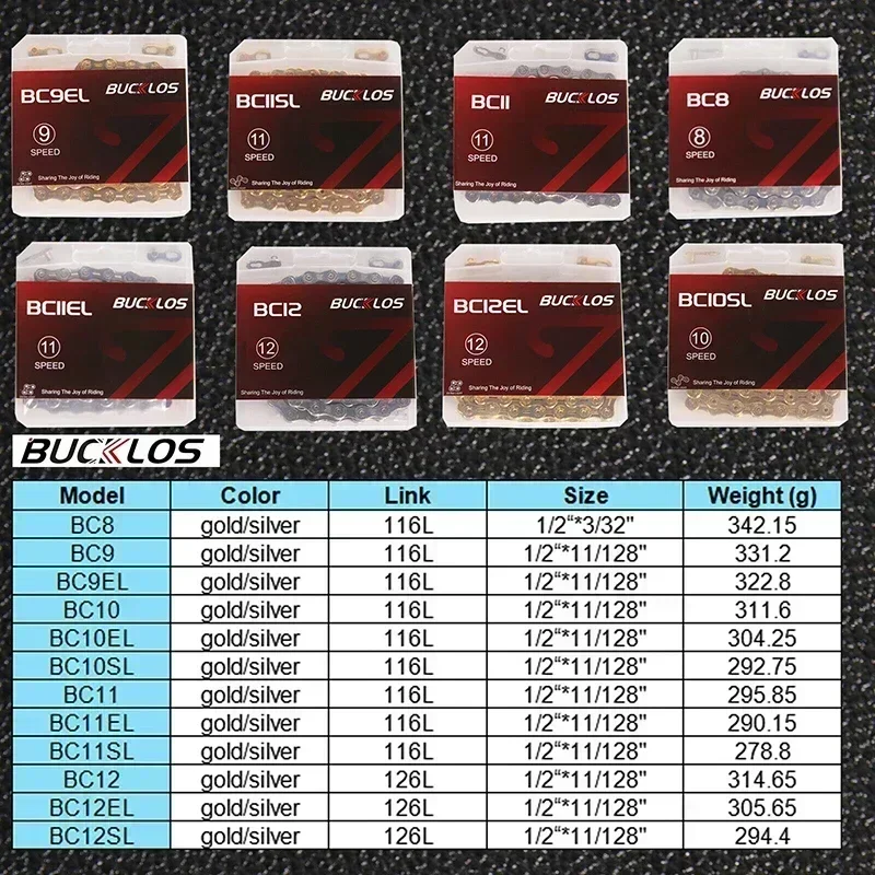 BUCKLOS 8/9/10/11/12 Speed Bicycle Chain 9v 10v 11v Road MTB Current 116/126 Links Bike Chain L/EL/SL for SHIMANO Cycling Parts #2