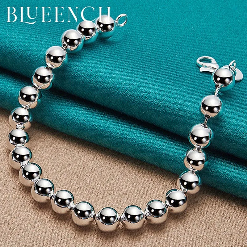 Blueench 925 Sterling Silver Ball Bracelet Women's Wedding Party Couple Fashion Charm Jewelry