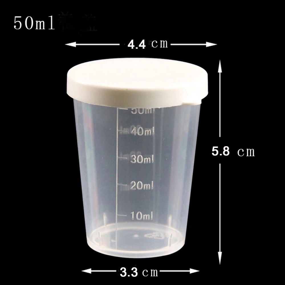 10Pcs Test Calibration Plastic Cup Container Measuring Cups with Lid