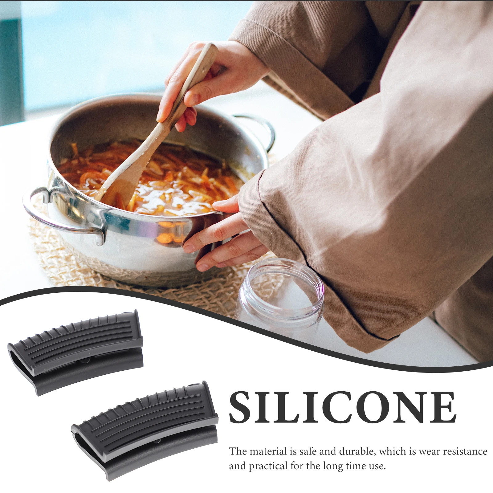 

2Pcs Silicone Assist Handle Holders HeatInsulation Pot Grips Practical Cookware Accessories Safe Lightweight LongLasting