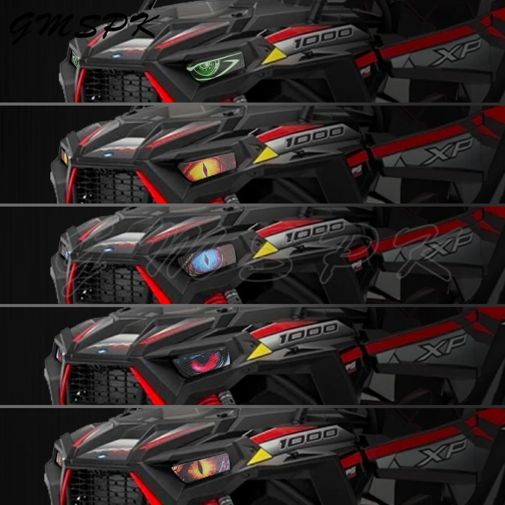 Motorcycle Front Headlight Sticker Head Light Protection Eye Decals Fit for Polaris GENERAL 1000 RZR 900 XP 4 1000 TURBO