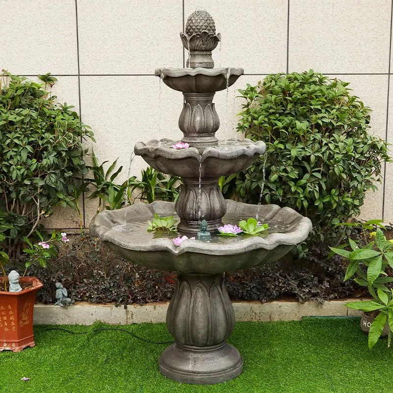 Rockery, flowing water to make money, fountain ornament, outdoor circulation pool, courtyard, garden, villa, floor-to-ceiling