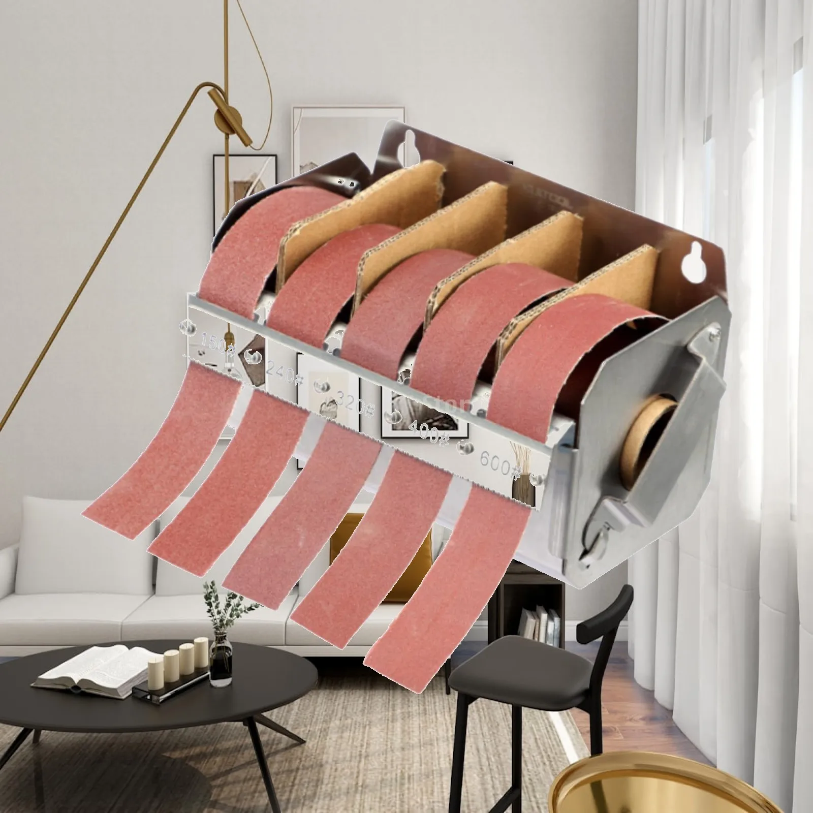 Space Saving Sandpaper Dispenser Adjustable Sandpaper Carrier for Wood Sheet Polishing for Furniture Metal Workers