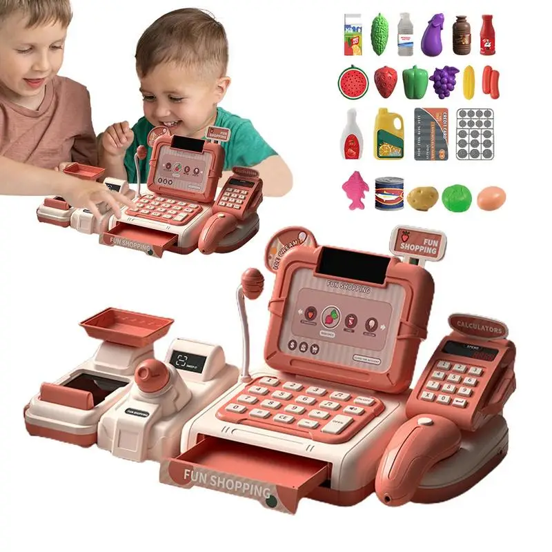 

Kids Cash Register Pretend Cash Register Pretend Play Calculating Kids Grocery Accessories Scanner & Sounds Light Cash Register