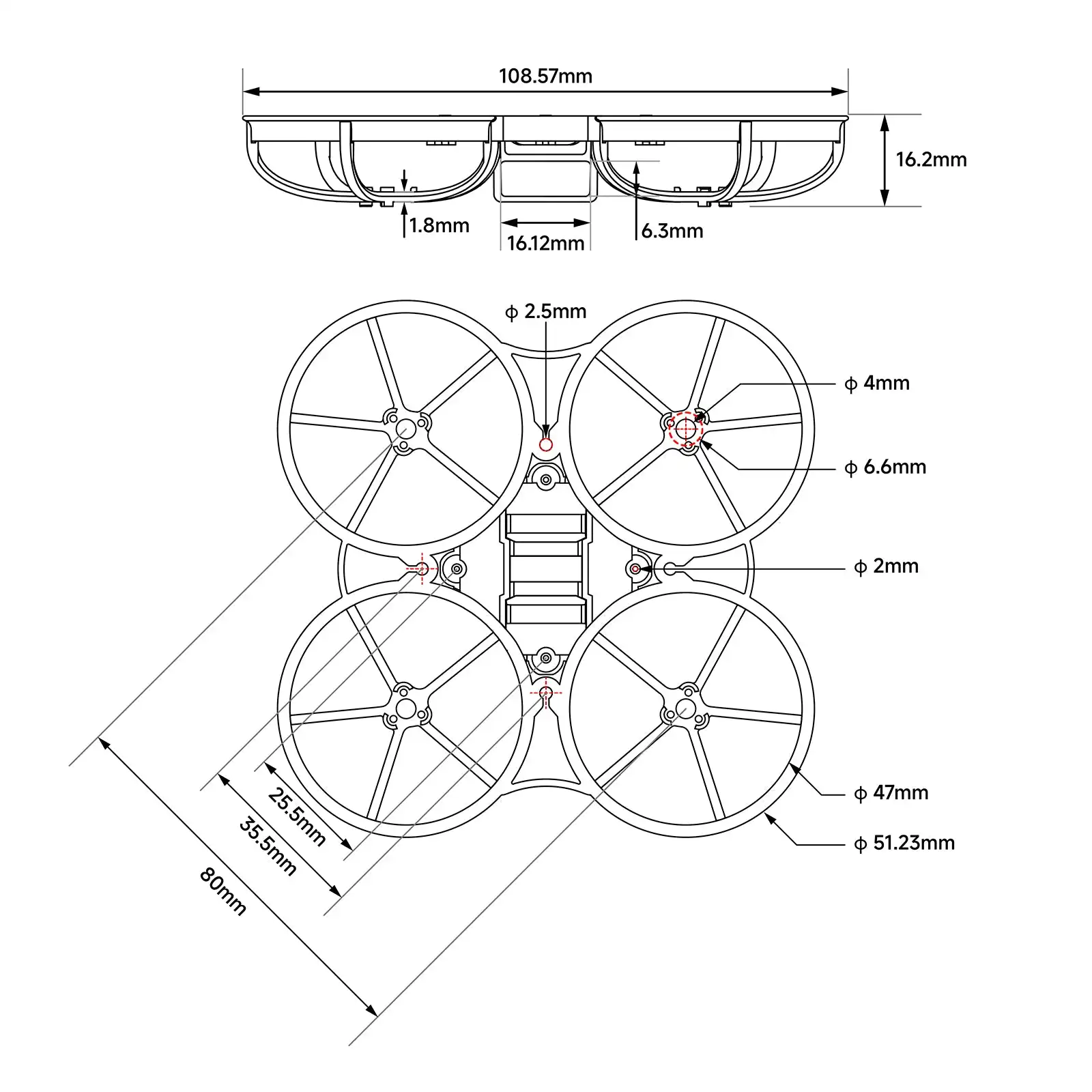 BETAFPV Meteor75 Pro II Canopy II for O4 Air Unit and Brushless Whoop Frame, Gemfan 1811 3-Blade Propellers Parts and Spares