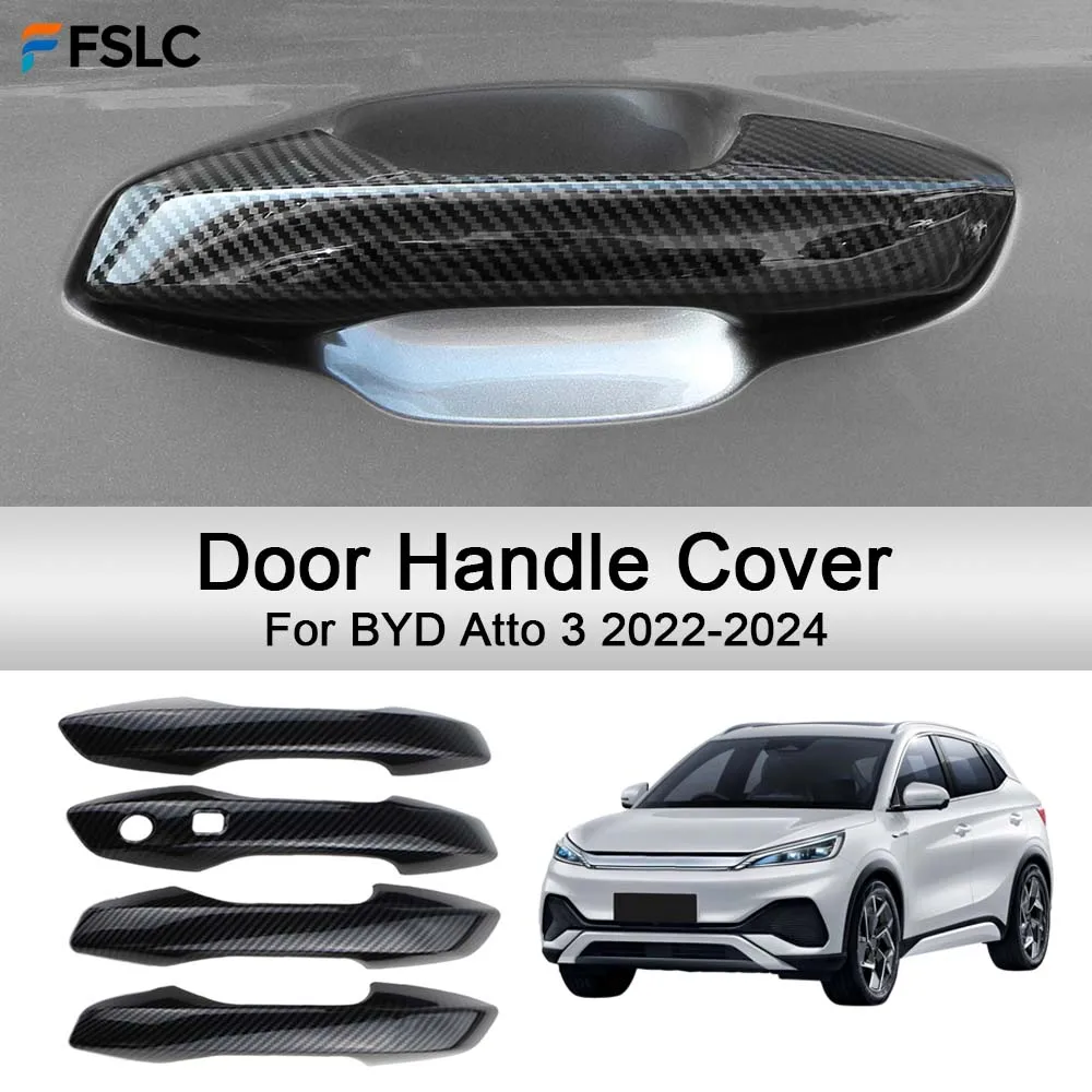 

Cars Accessories Door Handle Cover For BYD Atto 3 2022-2024 Carbon Fiber Car Exterior Decoration Stickers Upgrade