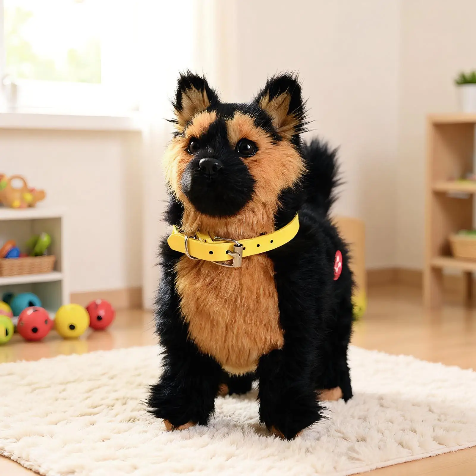 روبوت جرو واقعية روبوت جرو ألعاب الكلب الحقيقي الحيوانات المحشوة لطيف للشباب بنين بنات أطفال عيد ميلاد السفر حديقة ساحة المنزل