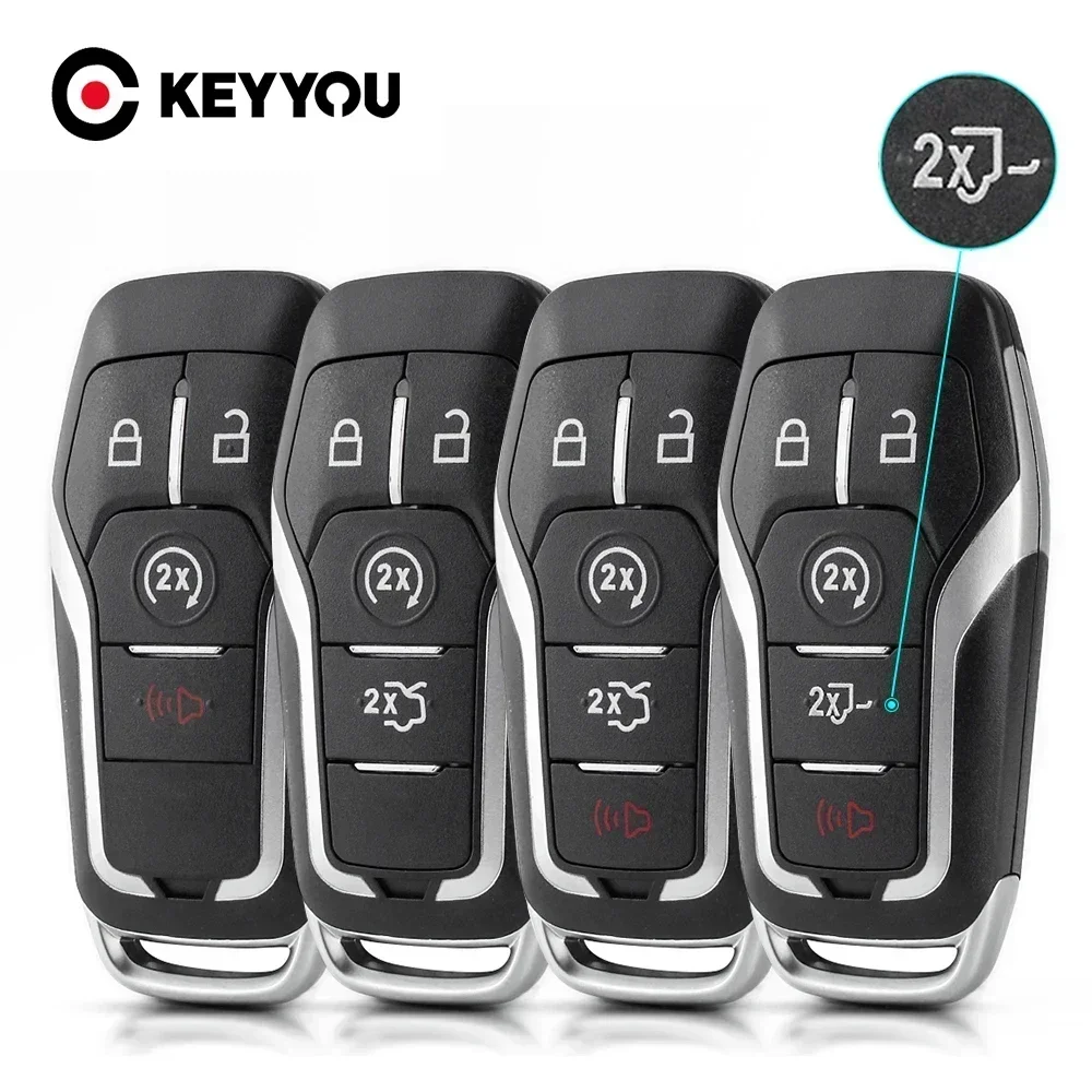 

KEYYOU 10PCS NEW Smart Car Key Case 3/4/5 Button for Ford Mustang Edge Explorer Fusion Mondeo Kuka Car Key Shell Uncut Blade
