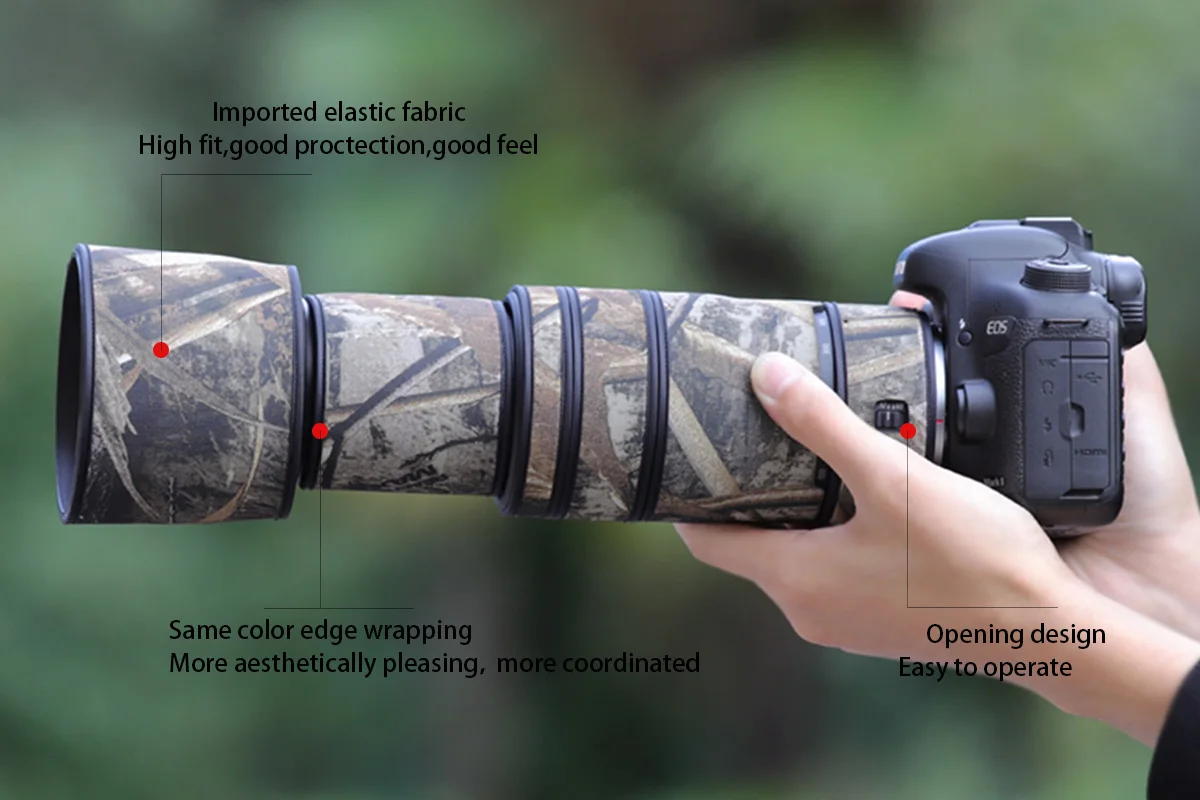 CHASING BIRDS camouflage lens coat for CANON RF 100 400mm F5.6-8 IS USM waterproof and rainproof elasticity len protective cover