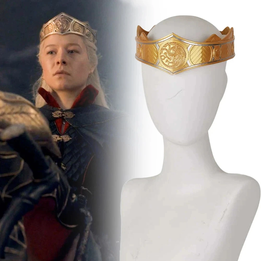 Diadema de la familia del Dragón de la película Rhaenyra Targaryen, corona Unisex, corona dorada, accesorios para el cabello de Halloween