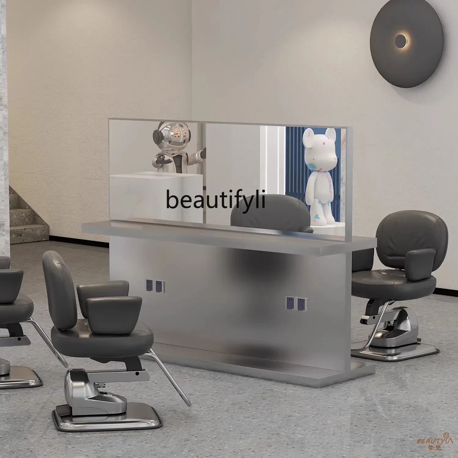 

SS NewBarber shop, hair shop with lamp perm and dyeing mirror, hair salon special perm and dyeing area hair cutting mirror