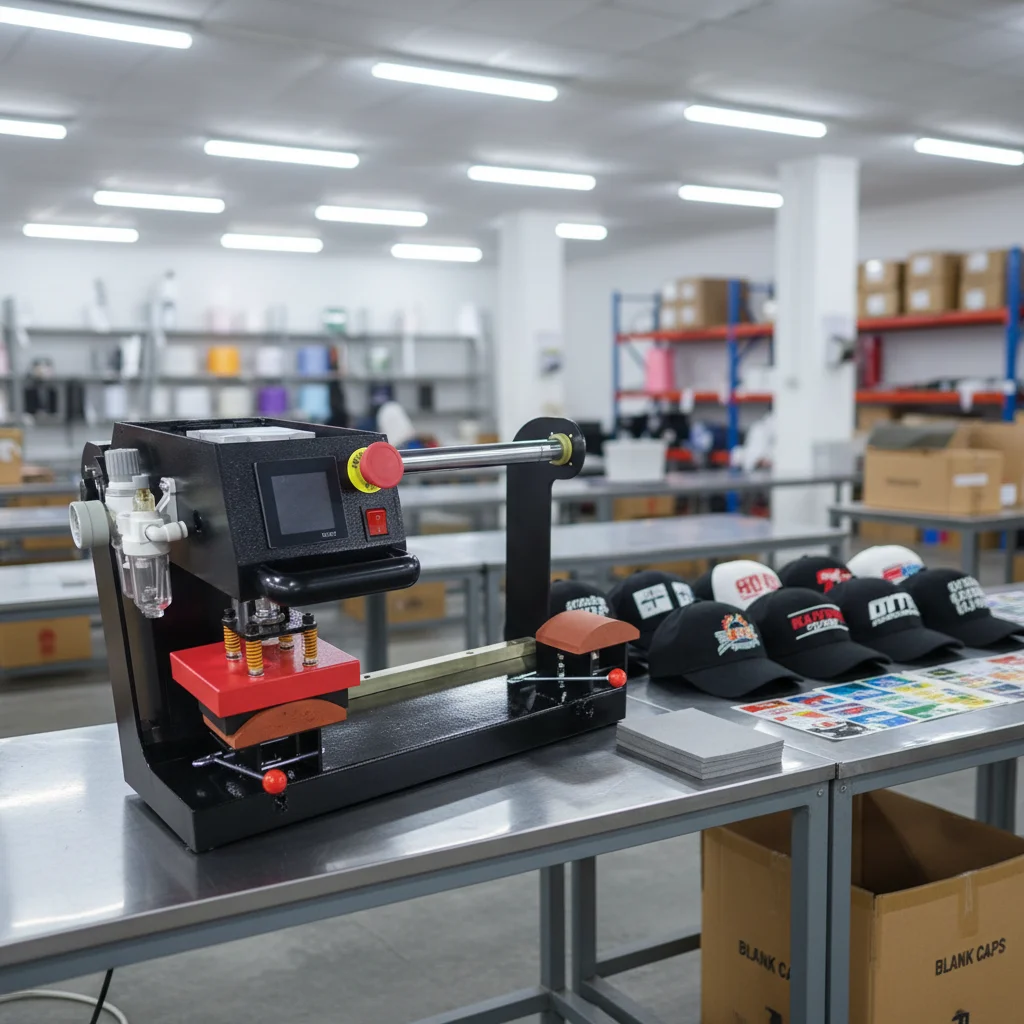 

Baiyin 8*14cm Dual Station Semi- Automatic Pneumatic Cap Heat Press Machine on Large Production Sublimation Dtf Printing